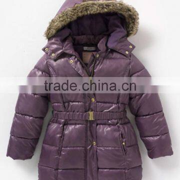 100% Polyester, Taffeta, Unisex Baby Hooded Quilted Padding Jacket with Fur