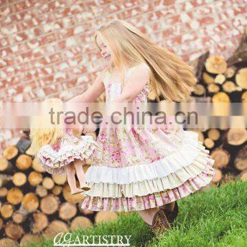 2016 New Arrive Sister Dress Floewer Girls Vintage Dress Baby Kids Back To School Clothes photo-2