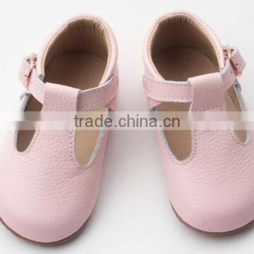 Skidproof Genuine Leather Popular T-bar Baby Leather Shoes Soft photo-3