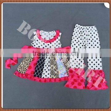 Easter Spring Fall 2016 Ruffles Baby Girl Boutique Clothing Holiday Matching Dots Pants Giggle Moon Girl Cotton Remake Outfit photo-2