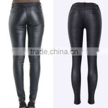 EY0197P Fashion Custom Black Sexy Tight pu Leather Pants Women pu Pants photo-2