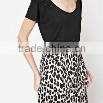 Beading Embellished Rayon Knit Jersey Top