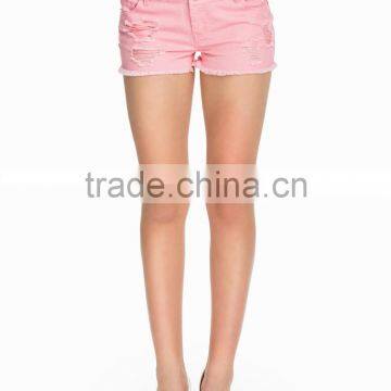 Latest Fashion Design Stone Washed Shorts Women/sexy Denim Shorts With Trim photo-3