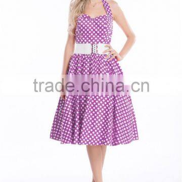 Women's Vintage Rockabilly Swing 1950's Evening Party Dress With Belt photo-3