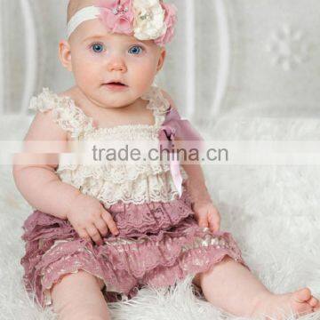 Factory Cheaper Wholesale Colorful Baby Boutique Lace Romper Kids Clothing Wholesale 2015 Baby Petti Rompers photo-2