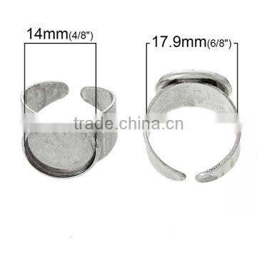 Copper Rings Blanks Round Disc Antique Silver Cabochon Settings 17.9mm Ring Setting photo-2