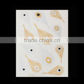Removable Waterproof Metallic Temporary Tattoo Sticker Body Art Multicolor Feather Pattern 21cm x 14.5cm photo-2