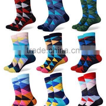 men colorful combed cotton dress socks