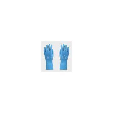 Straight Cuff Household Latex Gloves , Sky Blue Dish Washing Gloves