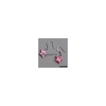 Star shape shell carving jewelry with 925 silver hooks