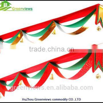 Christmas bunting flag Wave Flag with Bell and Ball 3 Layers Banner Merry Christmas Decor Ceiling Light Ornament