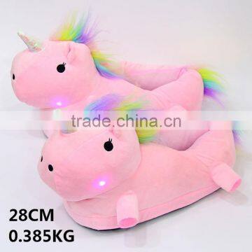 Cute Designs Unicorn Anime Luminous Pink Plush Slipper 28CM
