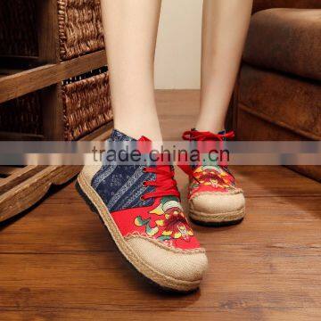 red orchid women homemade linen sandals comfortable fisherman shoe folk slippers/Chinese ethnic flavor casual linen shoes