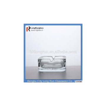LongRun glass material frosted square marlboro cigarettes glass ashtray with cut decal design set of six