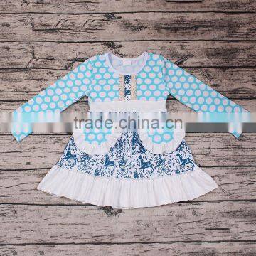 Hot Sale Fashion Little Girls Flower Dress Smocked Design Ruffle Long Sleeve Spring Autumn Dresses Wholesale Party Wear Outfits photo-3