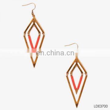 Fashion jewelry hot selling gold plated double rhombus stylish dangle earring