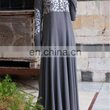 New Arrival Embroidery Gown Fashion Elegant Long Sleeves Muslim Long Dress For Women photo-3