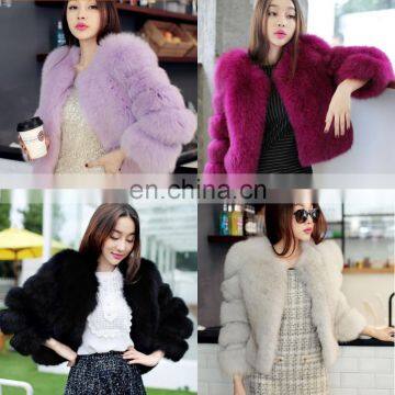 Women Warm Real Fox Fur Coat Short Winter Fur Jacket Outerwear Natural Blue Fox Fur Coats