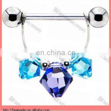 personalized Handcrafted Shimmering Crystal Nipple Ring MADE WITH bar sexy design body piercing jewelry rings