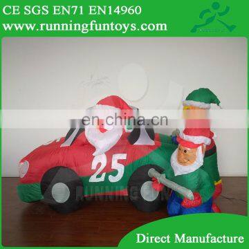 Inflatable Christmas Santa Claus in car, Christmas inflatable decorations, air blown Santa cartoon