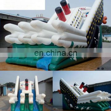 Guangzhou TOP inflatables boat shape water bounce slide inflatable double lines water slide