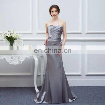 Gray Bridesmaid Dresses Satin Mermaid Beaded Cheap Brides Maid Dress Real Photo