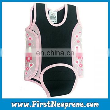 Lovely Black And Pink Flowers Beachfront Neoprene Baby Swim Wraps