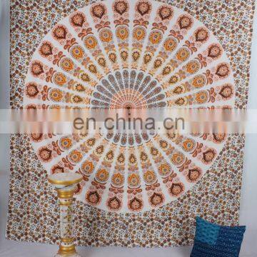 Indian Psychedelic Mandala Decor Cotton Handmade Hippy Queen Wall Hanging, Tapestry, Decorative Bedspread Throw