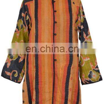 Vintage Reversible Indian Handmade Quilted Jackets - Women's Fashion Kantha Jackets