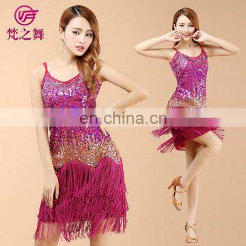 Sequins Shiny Stage Performance Ladies Sexy Latin Dance Dress Costume for Sale L-7094#
