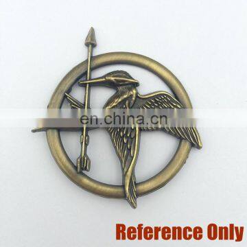 metal hunger game mocking bird zinc alloy die cut lapel pin