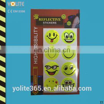 8 pcs 6cm dia high visibility round smile face reflective stickers set