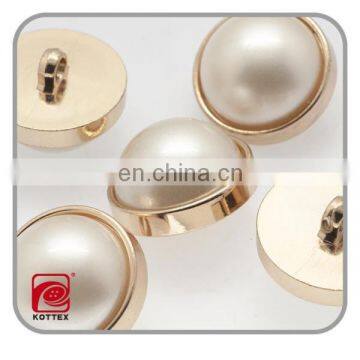 lady plastic pearl jewelry shank combination button with gold side for shirt/dome button