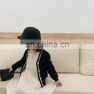 6504/Color Blocking High Quality Spring Baby Girls Cotton Coat Simple Fashion Casual Knit Cardigan Sweater