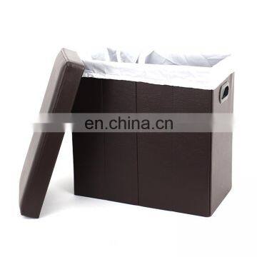 Customized Modern Home Furniture Leather Folding Laundry Basket Stool photo-2