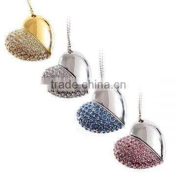 Metal diamond heart shape usb flash drive