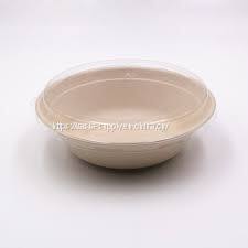 Bagasse sugar cane containers with dome lid biodegradable 32oz food bowls