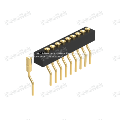 Dnenlink 1.27mm Pitch Single Row H2.0mm Concave Contact Right Angle Female Header DIP Type PogoPin Header photo-2