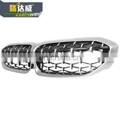 Car front bumper grille Diamond Style For BMW G20 G28 silver+black  Car Front Grille