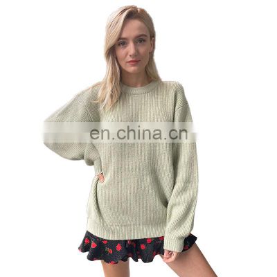 European and American large size round neck sweater loose long sleeve fashion pullover sweater