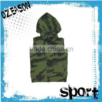 Custom high quality subliamted sleeveless pullover camo hoodie