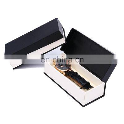 High quality customize logo gift box luxury black color high grade pu paper watch packaging box