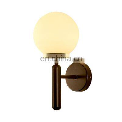 Water Pattern Amber Lampshade Wall Light Round Glass LED Wall Light for Hotel Bedroom Sconce