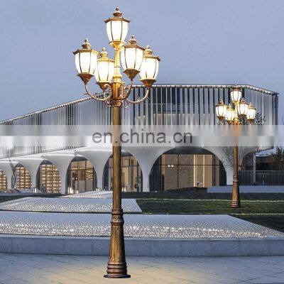 European Style All Die-cast Aluminum Garden Lantern Lamp Matte Black Fence Post Lights Outdoor Landscape Lighting Post Light