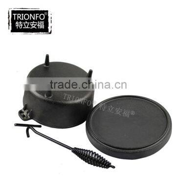 Round Pre-seasoned Cast Iron Camping Dutch Oven photo-5