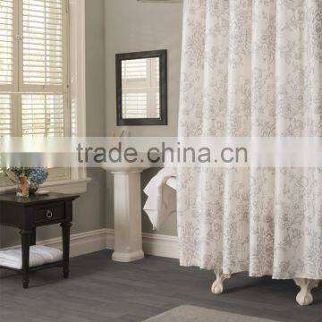 TEXTURED SHOWER CURTAIN WITH ROLLER RINGS