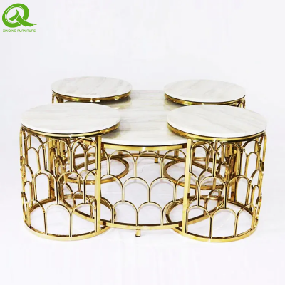 stainless steel glass luxury gold coffee table set of 5 living room furniture coffee table