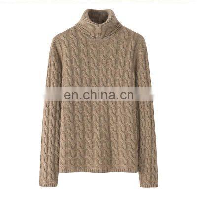 Autumn Winter Ladies' 100% Pure Cashmere Turtleneck Sweater Thick Knitwear Casual Style Solid Pattern Front Warm Comfortable