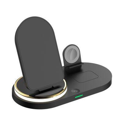 High Quality 5W-15w Multifunctional Wireless Charger 3 in 1 Fast Charging Desktop Earbuds Phone Charger Station