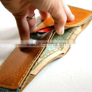 Promotional Leather money clip wallet/leather wallet with clip in new style 100% Handmade